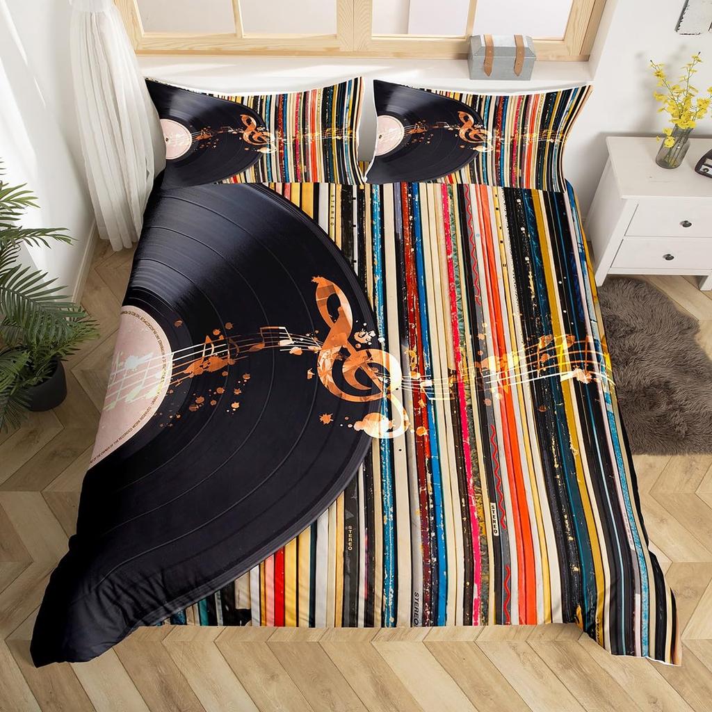 Record Duvet Cover Sets For Kids Teens Twin Lightweight Down Quilt Covers Bedroom Decor 2 Pillowcases 1 Duvet Cover No Comforter