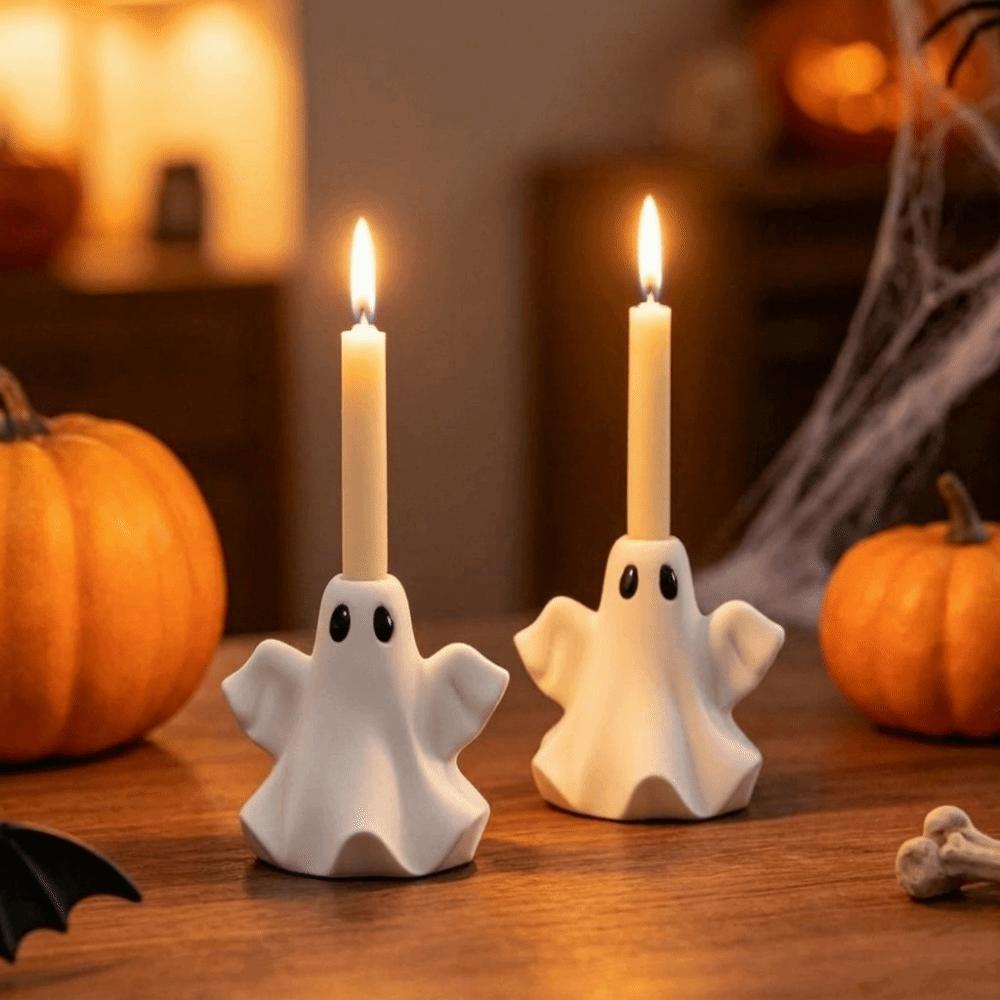 Cute Ghost Candlestick Silicone Mold Handmade Candle Holder Mold  Halloween Decoration