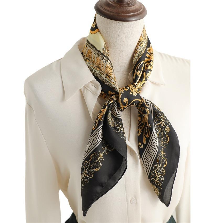 Spring and summer British style advanced sense sunscreen shawl versatile hot-selling cashew nut scarf simulation silk 71cm professional scarf women