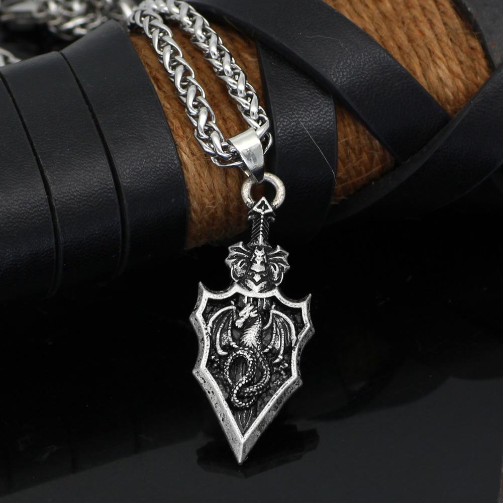 Personalized Knight Stegosaurus Pendant Mens Necklace Accessories Gift Dragon Wings