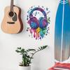 Vibrant Hand-Painted Headphones Music Notes Wall Sticker Self-Adhesive Removable for Bedroom Living Room Background Home Decor