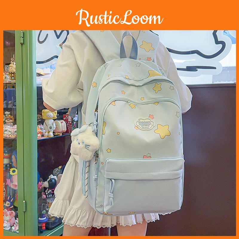 Star Printed Lightweight Casual Backpack With Nylon Material For Teens Use Daily