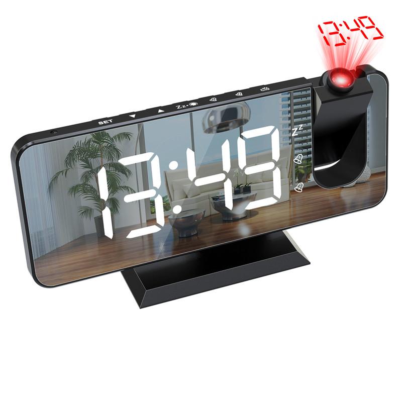 New LED Digital Alarm Clock Table Watch Electronic Desktop Clocks USB Wake Up FM Radio Time Projector Snooze Function