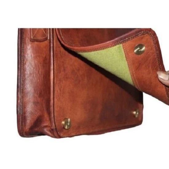 Men's Leather Vintage Laptop Bag Messenger Carry In Hand Briefcase Satchel