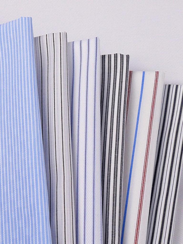 Blue, White, Gray Striped Cotton Fabric for Summer Shirts and Work Dresses