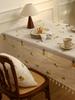 Table Cloth Embroidery Floral Pattern Wrinkle Free Heavy Weight Cotton Linen Farmhouse Tablecloth Decorative Fabric Tassel Table
