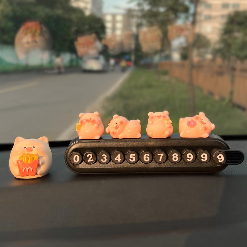 Adorable Pig Parking Phone Number Plate - Car Interior Ornament