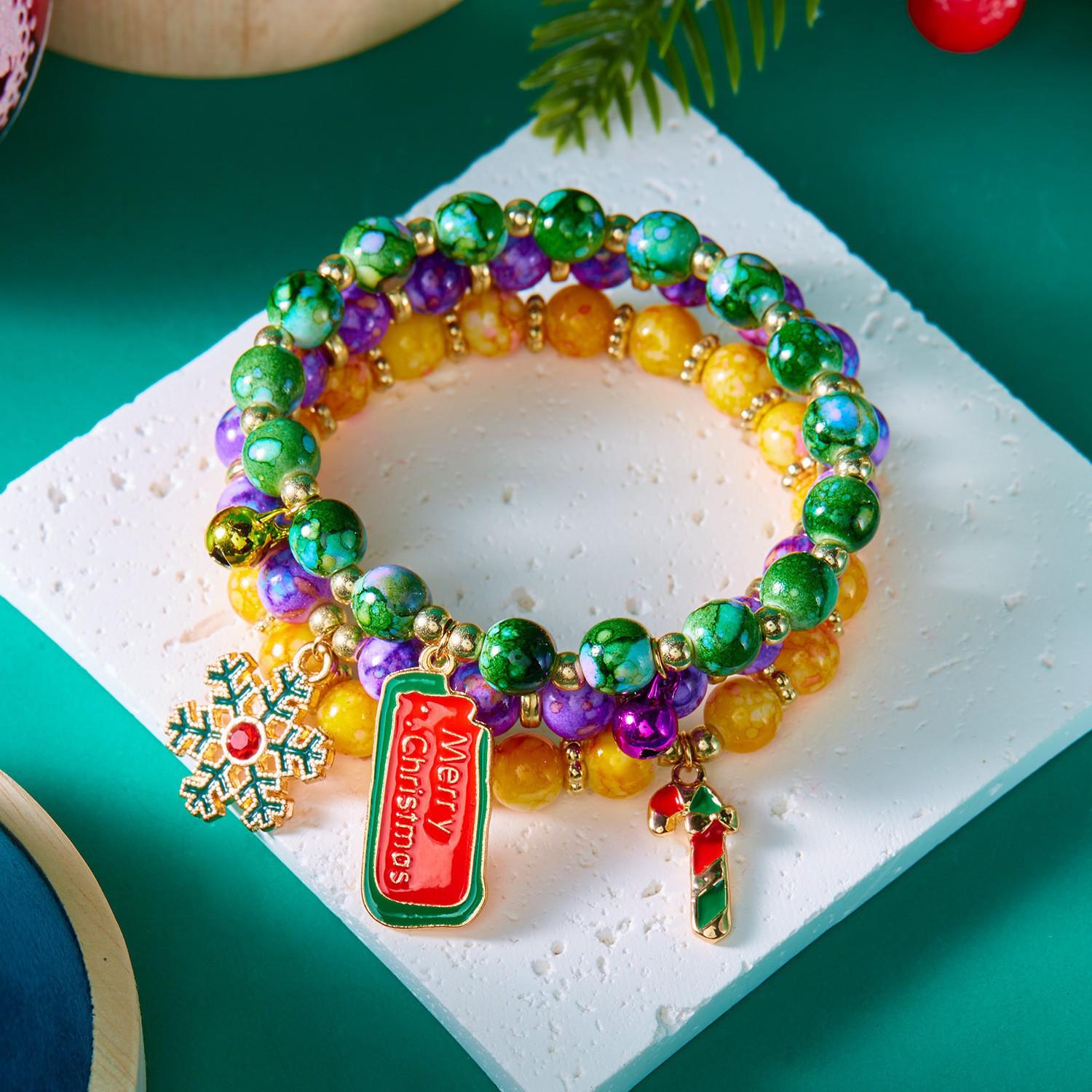 

Европейско-американский рождественский набор браслетов: Дед Мороз, Снеговик и Рождественская елка из бисера