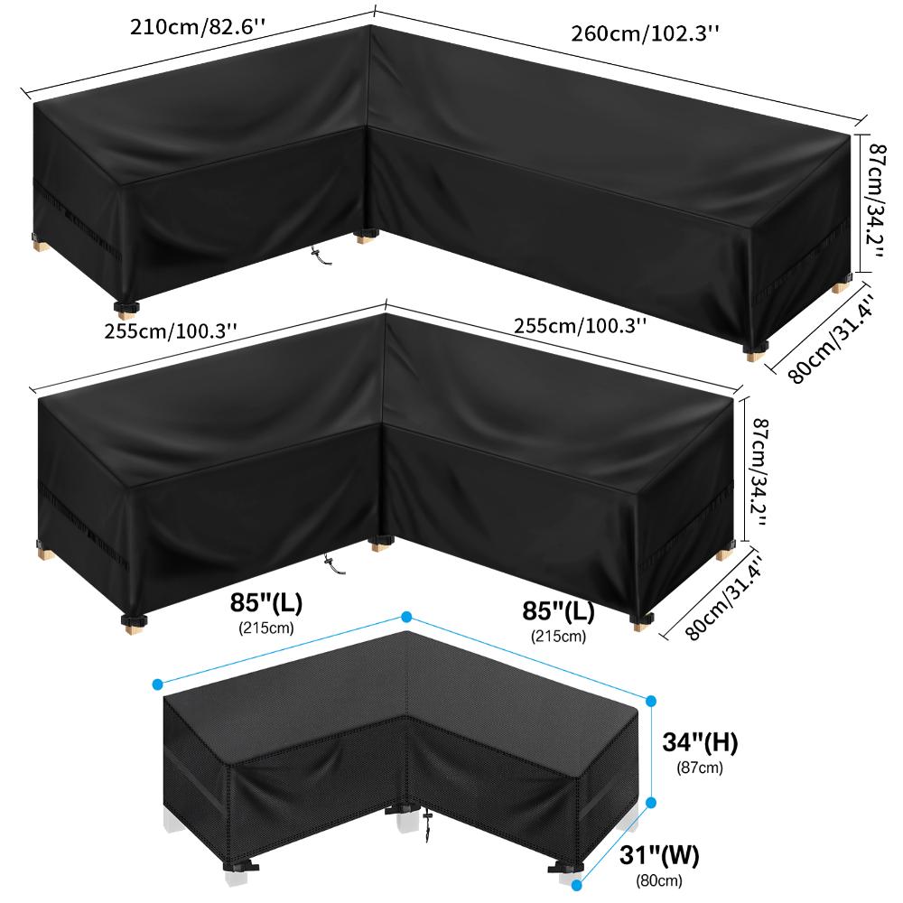 Wasserdichte Outdoor-Modulsofa-Abdeckung Robuste L-Form-Sofa-Abdeckung Rasen-Sofa-Abdeckungen Gartenmöbel Wetterschutz