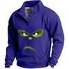 Men's Christmas Print Sweatshirt with Button Placket Casual Pullover
