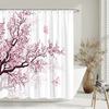 Aesthetic Floral Shower Curtain Watercolour Plum Artist Home Bathroom Decor Polyester Washable Shower Curtains Set With Hooks