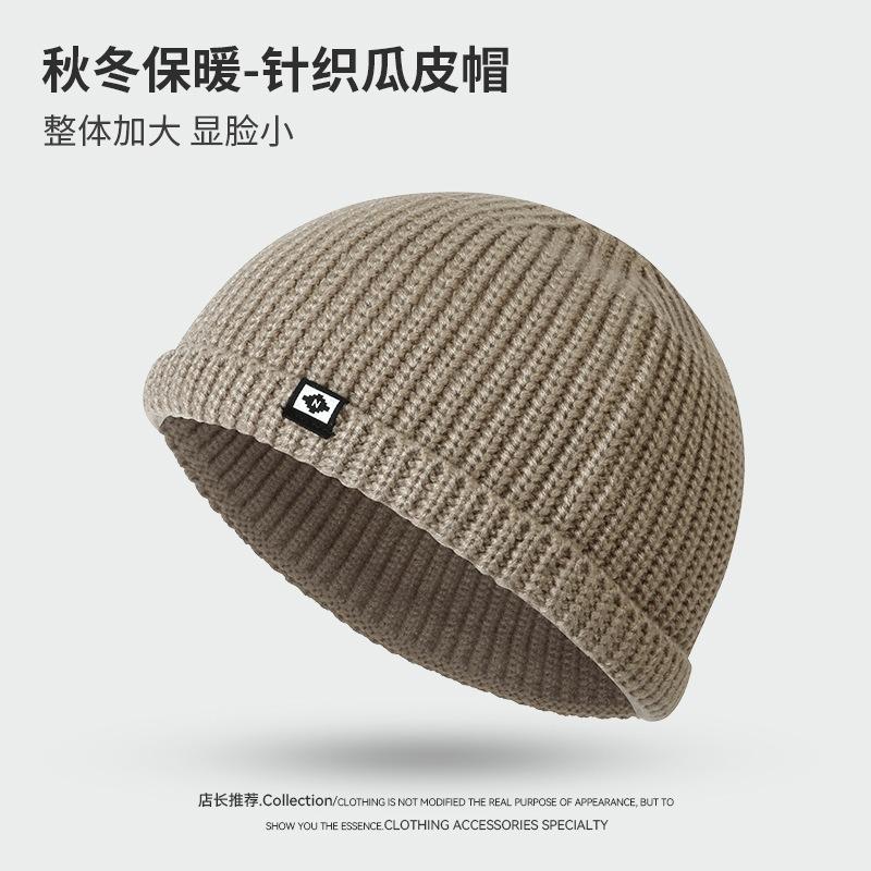 Patch small label wool hat casual versatile short brim street hip hop men's autumn and winter trendy melon rind hat