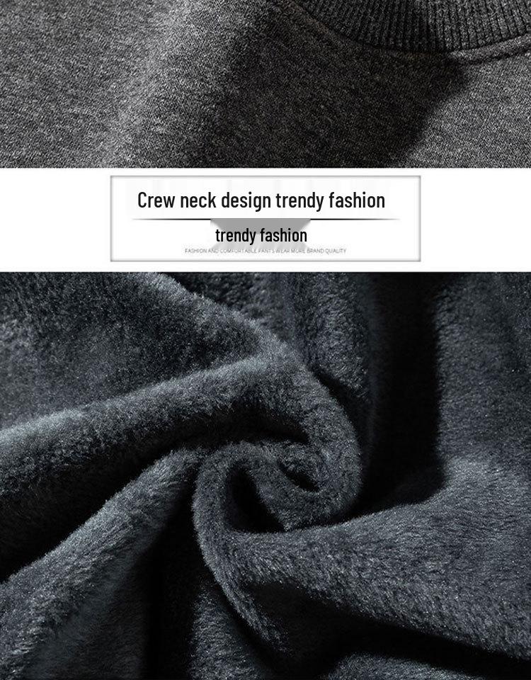 Plus Size Men's Velvet Sweatshirt: Loose Fit, Short Sleeve, Trendy Crew Neck
