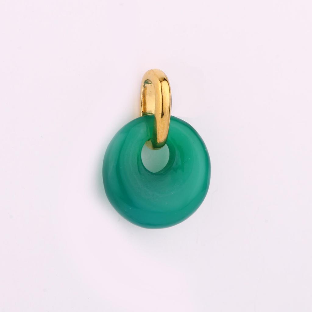 Natural Green Onyx Donut Pendant 925 Sterling Silver Gold Plated Minimal Fine Jewelry Gift for Her