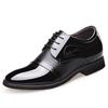 Men's Formal Leather Shoes Have an Inner Height Increase of 6cm, Trendy Men's Lace-up Business Formal Patent Leather Hollow Leather Sandals Hole Men