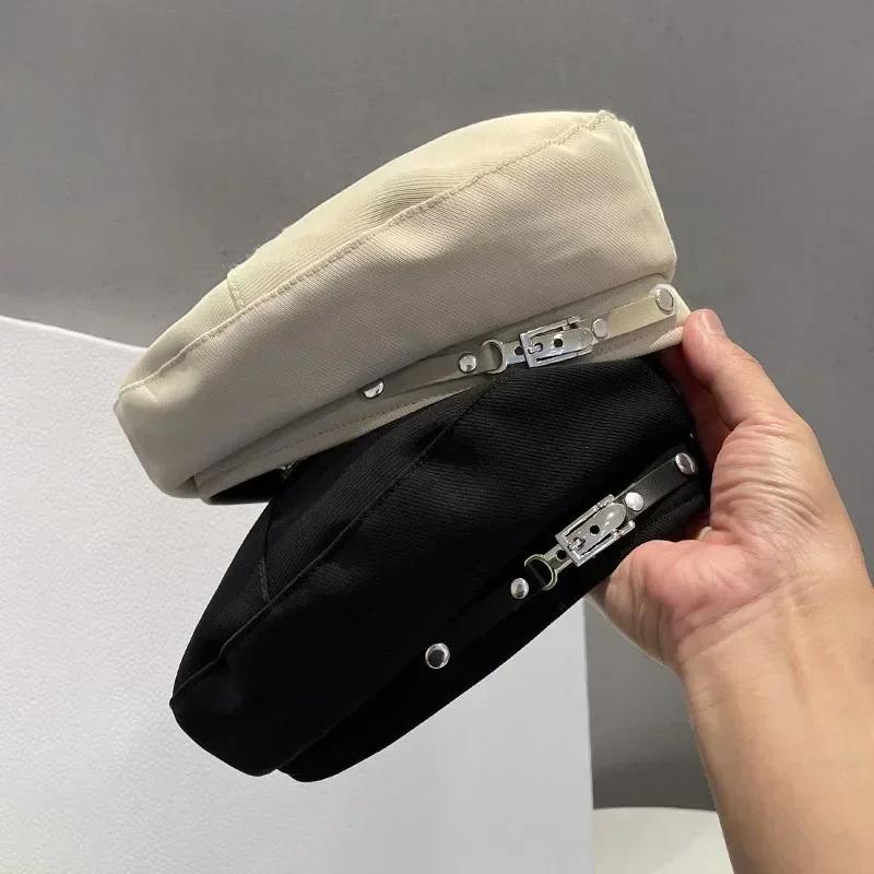 Soft Touch Women Wool Blend Beret Hat Chic Retro Metal Buckle Boinas Para Mujer Art Cap Daily Outdoor Occasion