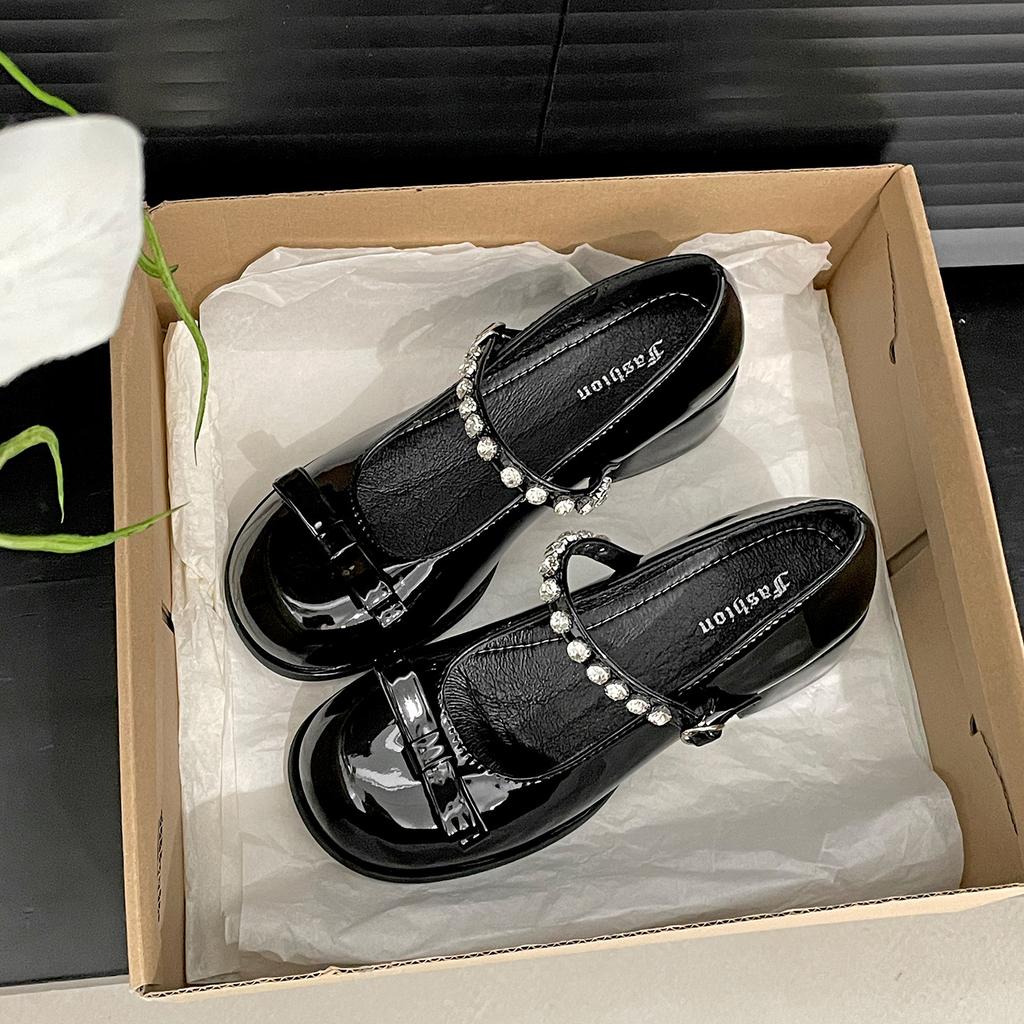 White French Round Head Light Mouth Thick High Heel Single Shoes Women's Summer 2025 New Versatile Skirt Heightening Mary Jane Shoes