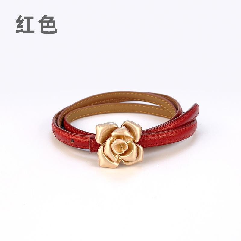Four Seasons Available New Women'S Leather Thin Belt With Flower Waist For Skinny Look, Leather Belt With Sweater Dress