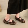 Bow Flats Autumn New Fashion Square Toe Shallow Suede Bow Metal Buckle Slip Strap Soft Sole Low Top Shoes