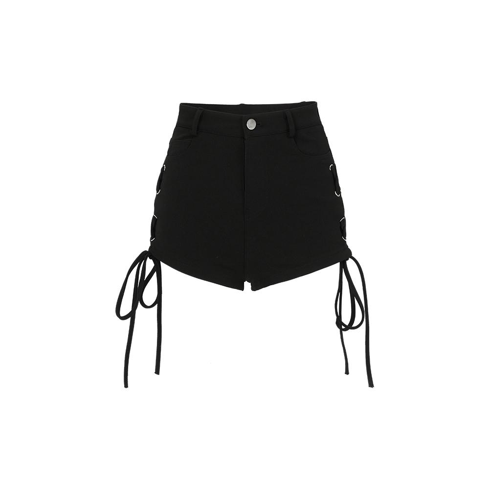 Svart Goth Shorts Dame Sexy Bandasje Snøring Høy midje Y2k Streetwear Shorts Uformell Tight Hot Pants