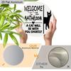 2D Flat Aluminium Bathroom Welcome Sign with Black Cat Pattern - Funny Decorative Sign & Plaque - Ideal for Bathroom Wall Decoration - Home Hanging