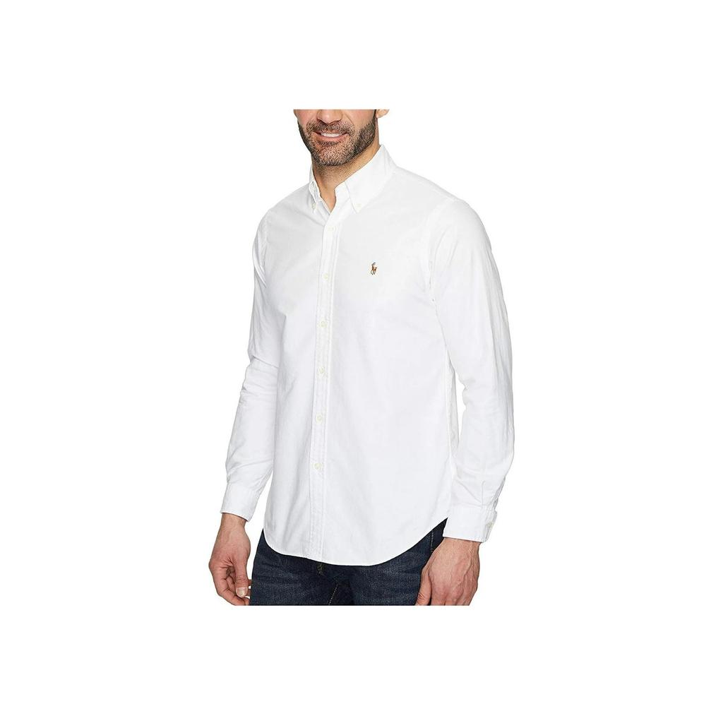Polo Ralph Lauren Solid Color Polo Collar Single-Breasted Long Sleeve Shirt Men shirts White 710548535-001