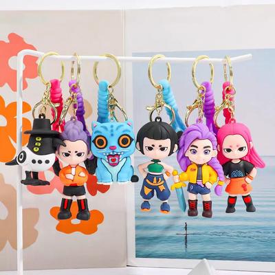 Creative Kpop Demon Hunters Little Tiger Keychain Pendant Cartoon Anime Monster Hunt Girl Key Ring Bag Hanging Decoration Gifts