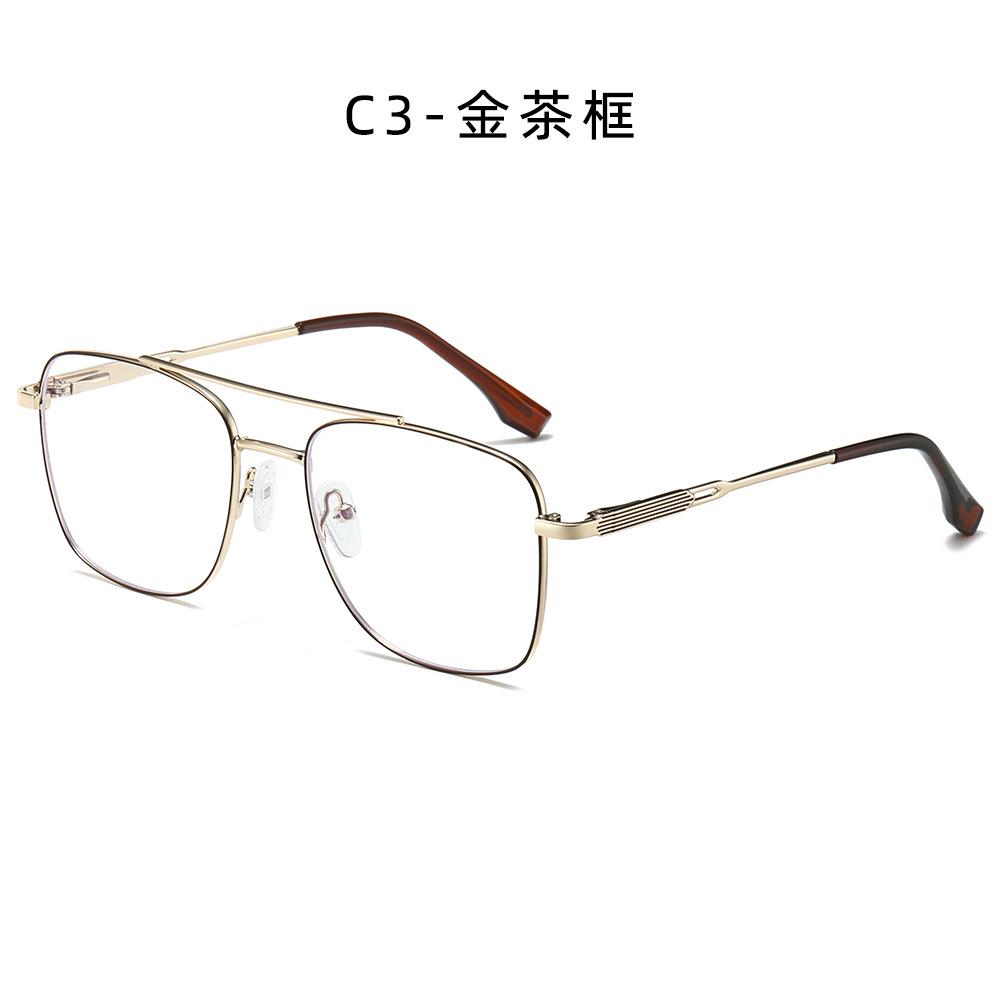 Neue Herren-Myopiebrille Metall Doppelsteg-Brillengestell Astigmatismus Geschäftsleute Brille Rechteckig Korrektionsbrille