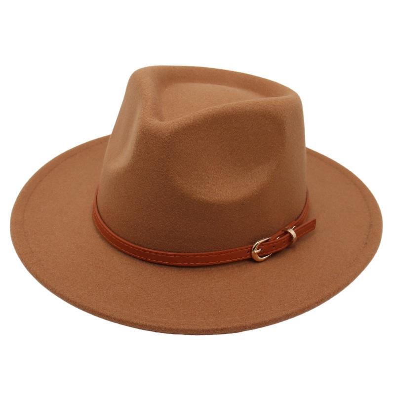 Top Hat Jazz Hat Men'S And Women'S Plush Felt Hat Wool Hat Belt Buckle Tide