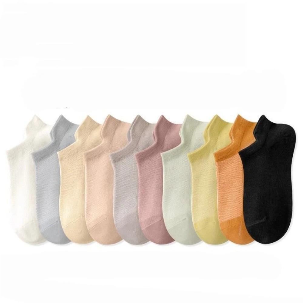 10Pairs Korean Style Invisible Boat Socks Candy Color Ear Lifting Socks Mesh Short Socks  Daily