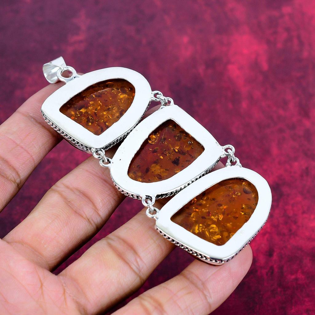 Baltic Amber Pendant, 925 Solid Sterling Silver Gemstone Jewelry, Handmade Pendant Gift For Love