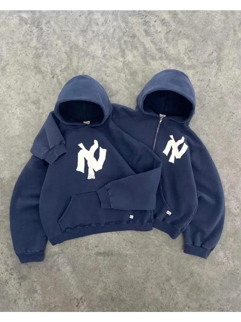 GLYDE Harajuku Retr Nový Vzor Tisk Kvetoucí Svetr Mikina s Kapucí Y2K Street Hip-Hop Ležérní Volná Mikina Párový Vrchol