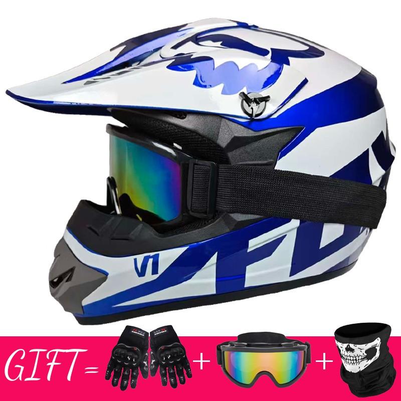 Full Face Mountain Bike Helmet With Goggles Gloves Mask Downhill MTB Trail Riding