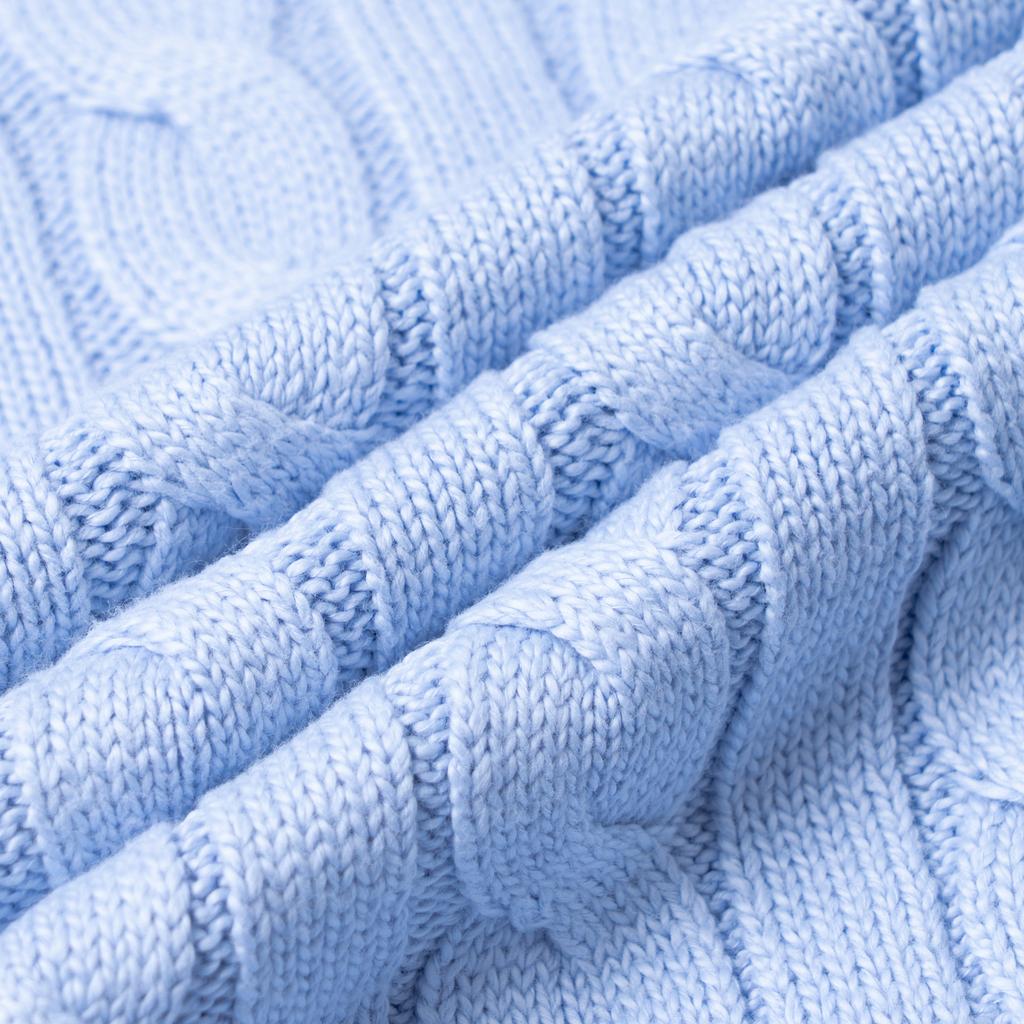 Polo Ralph Lauren Solid Color Crew Neck Cable Knit Pattern Printed Embroidered Slim Fit Long Sleeve Sweater Men sweater Light-Blue 710775885-503