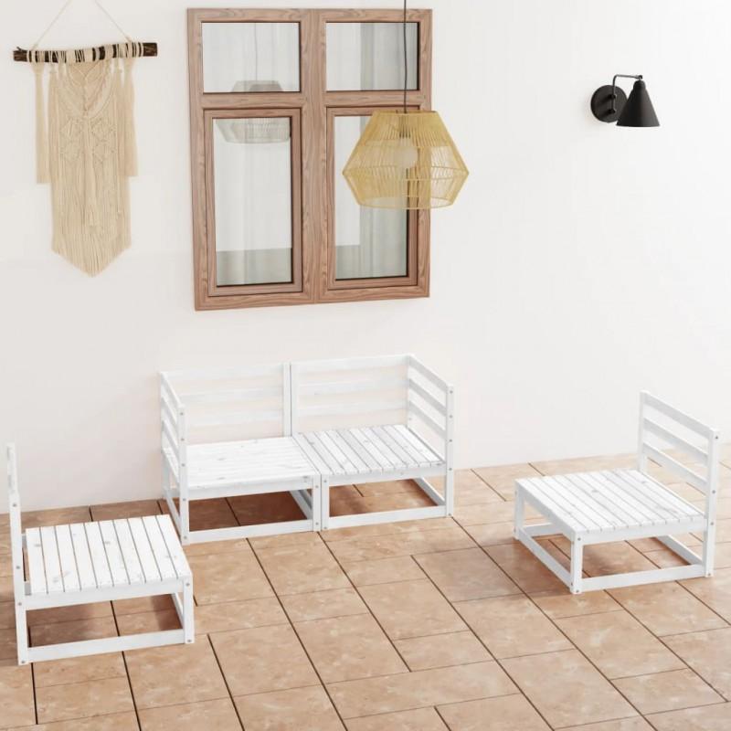 Day and Night - Day and Night 4-Piece Garden Lounge Set White Solid Pine Wood