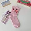 Pink Flower Women Socks  Cute Sweet Harajuku Cotton Socks Casual Korea Japanese Kawaii Girls Calcetines