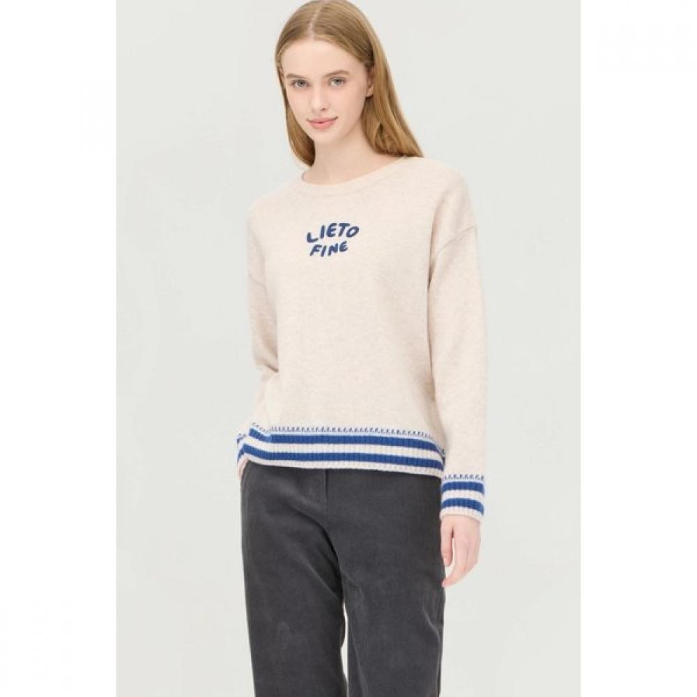 Benetton Lettering Embroidery Color Knit Bakpe4561
