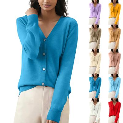 Kadın Günlük Moda Rahat Uzun Kollu V Yaka Kısa Pelerin Hırka Ceket