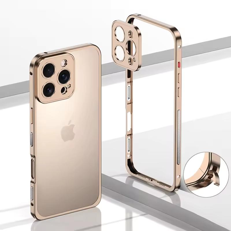 Rahmen Bumper Handyhülle aus Luftfahrt-Aluminiumlegierung für iPhone 16 15 14 13 12 Pro Max Plus Metall Linsenschutz Stoßfeste Hülle