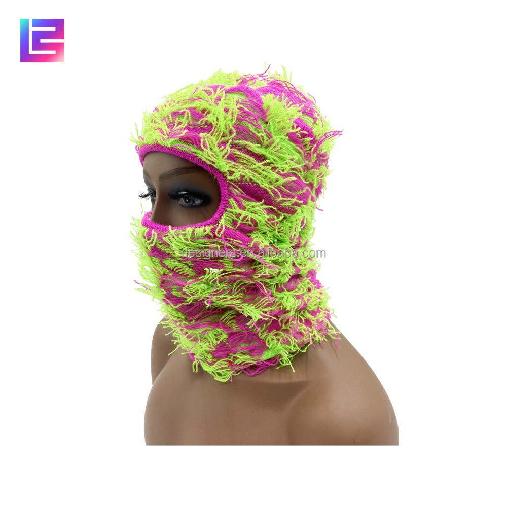 Gestrickte Sturmhaube Gesichtsstrick Ganzgesichtsmaske Abdeckung Ein Loch Designer Grasig Used Flauschig Sturmhaube Skimaske