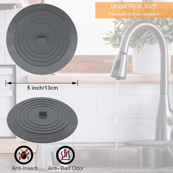 Filtro per Capelli in Silicone per Vasca da Bagno e Lavandino - Copertura Piatta con Ventosa Facile da Pulire per Scarichi di Cucina e Bagno