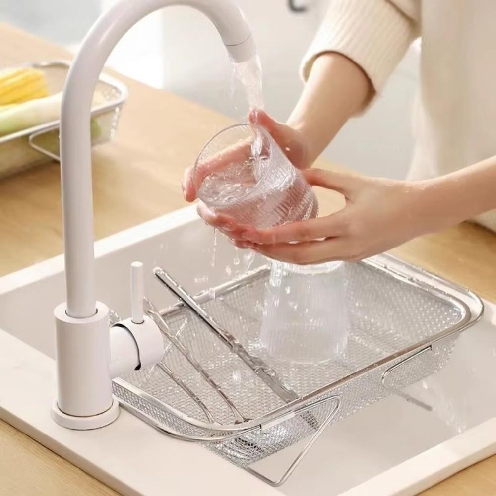S/M/L Sink Drain Basket Stainless Steel Vegetable Tableware Holder Kitchen Draining Rack  Kitchen