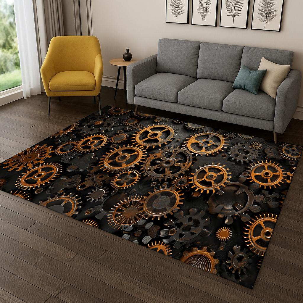 

Punk Mechanical Gears Cartoon Carpet Rug for Home Bedroom Living Room Sofa Doormat Kitchen Decor,Kid Game Non-slip Area Rug Mat 40x60cm
