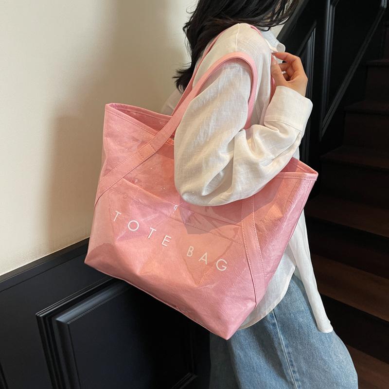 Niche design, casual, simple texture, fashionable large-capacity bag, 2025 summer new women's shoulder tote bag