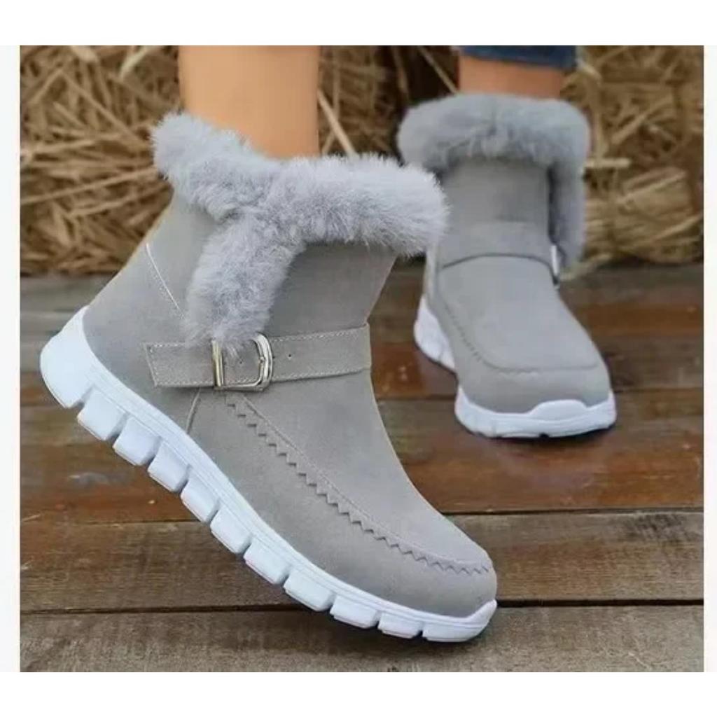 Women Platform Shoes Faux Suede Zip Shoes  Women Snow Boots Warm Fur Plush Winter Platform Ankle Boot Female Botas De Mujer