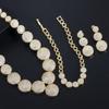 T0142 Bridal Dinner Wedding Full Diamond Accessories, High-End Zircon Round Necklace Earrings Bracelet Three-Piece Set