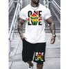 New Summer Daily Casual Men's T-shirt Outdoor Sports Men's Shorts One Love Monogram Printed Men's Short Sleeve Shorts Set
