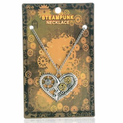 1 Pezzo Lega Colore Argento Cuore d'Amore Ingranaggio Steampunk Ciondolo Gioielli da Donna Collana Retrò