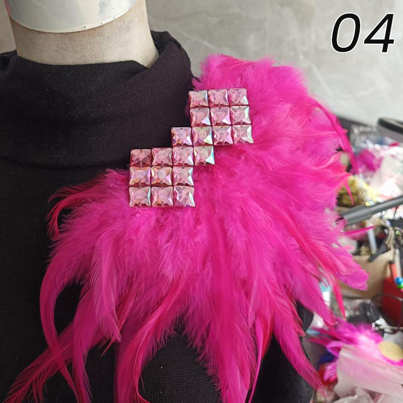 Bright Shining Gothic Women Natural Feather Epaulet Shrug Shoulder Strap for Halloween Carnival Costume Clothing Accessory