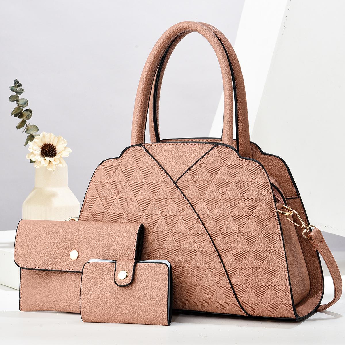 

Purses and Handbags For Women Satchel Tote Bags Top-Handle PU Leather Female Shoulder Bags with Matching Clutch and Wallet рожевий